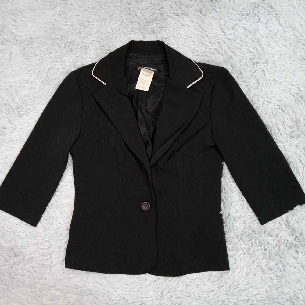 Vintage Jodi Kristopher Jacket Womens Blazer Black Suit Single Breasted 1/2